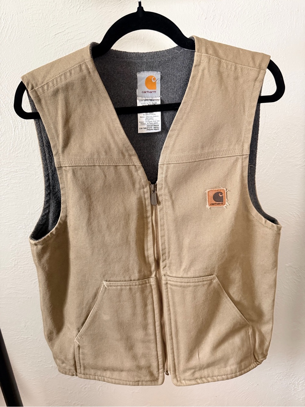Carhartt Khaki Canvas Zip Vest Size‎ Small